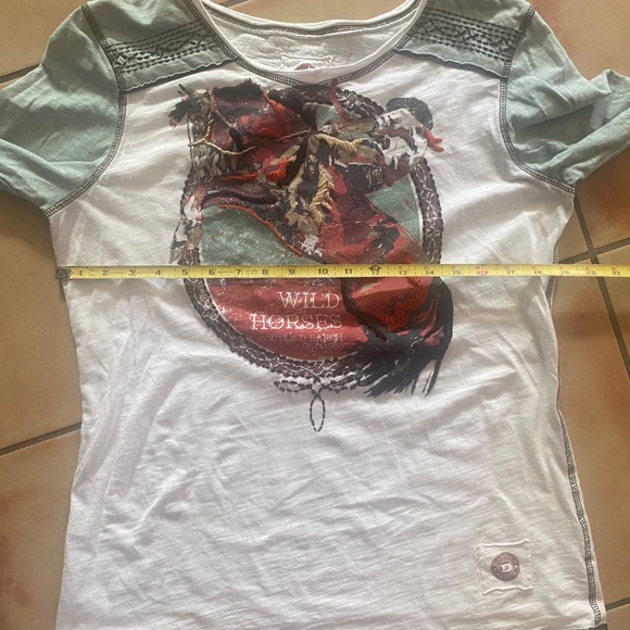 Double D Ranch Embroidered Long Sleeve Cowboy T-Shirt Size L Wild Horses - Picture 6 of 8